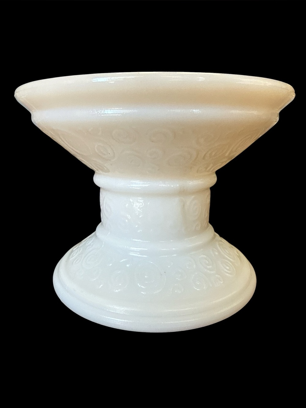 Vintage White Milk Glass Universal Multi-Size Candle Holder MCM Swirl